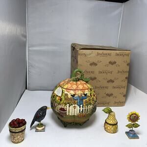 Jim Shore Heartwood Creek Fall Harvest Pumpkin Cookie Jar W 4 Trinkets 4007415